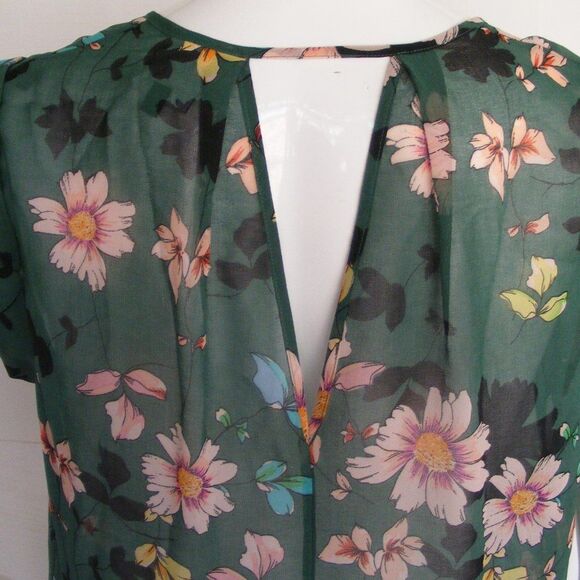 CABI Top, S, Green, Sleeveless, Sheer, Shadow Blue, Daisy Vine, 1 pc, Style 3619 - Picture 6 of 12